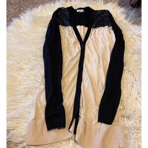 Small Old Navy Black And Tan Sequin Cardigan Sweater Longer Length